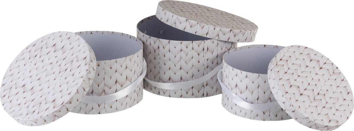 J-Line Set Van 3 Dozen Gebreid Papier Wit/Beige