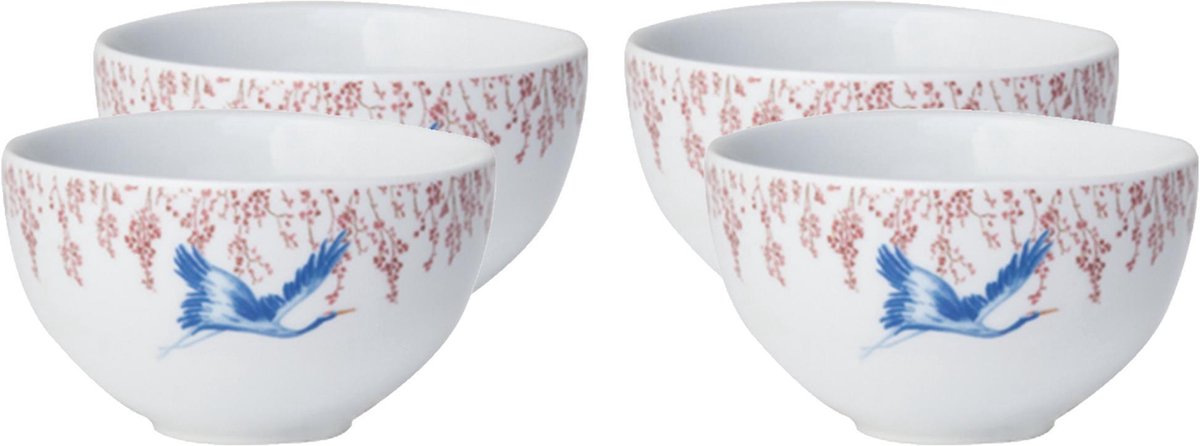 4 x Kom klein 10 cm Cherry Blossom & Lucky Cranes