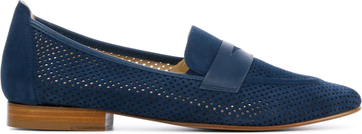 Softwaves Vrouwen Suède Instapschoenen / Damesschoenen / Instapper 8.26.01 - Blauw - Maat  37.5