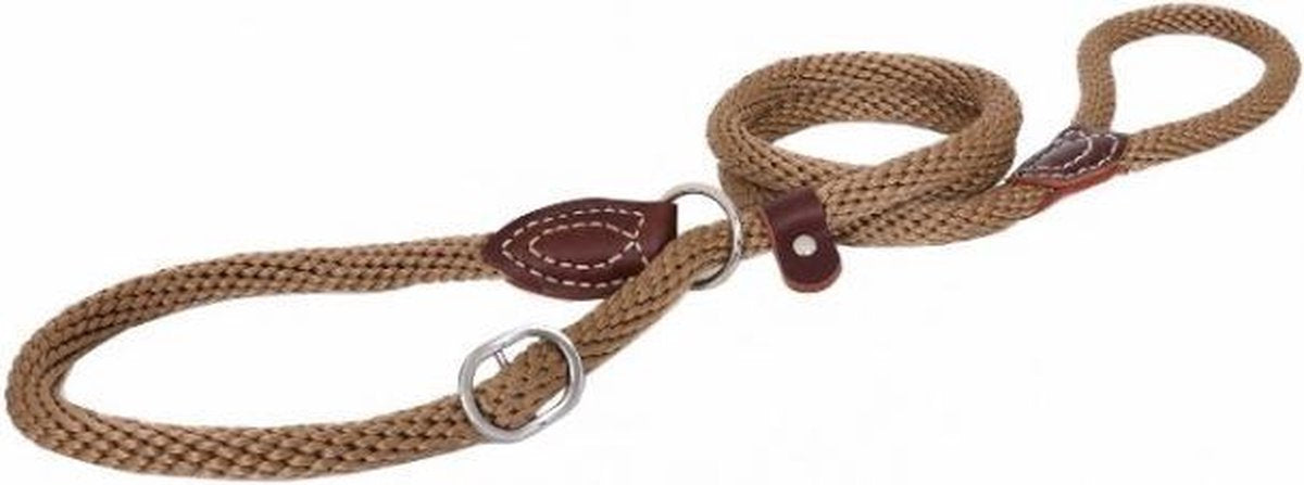 Looplijn nylon met strop + veiligheidsring 120cm | 12mm Bruin