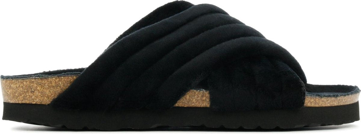 Mace Vrouwen Stoffen Pantoffels / Damesschoenen Harde zool Sloffen - M1051 - Zwart - Maat 39