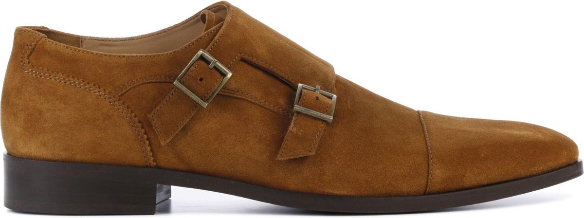 Giuseppe Maurizio Mannen Suède Gespschoenen / Herenschoenen / Instapper S20225 - Cognac - Maat  40