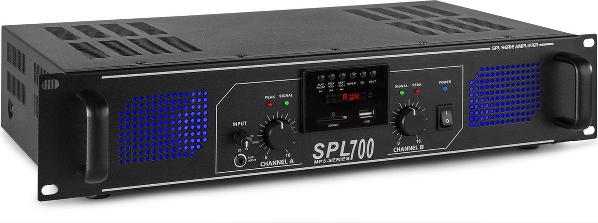 Skytec SPL700MP3 stereo DJ versterker met ingebouwde USB MP3 speler - 2x 350W