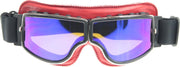 CRG rood leren cruiser motorbril - blauw reflectie