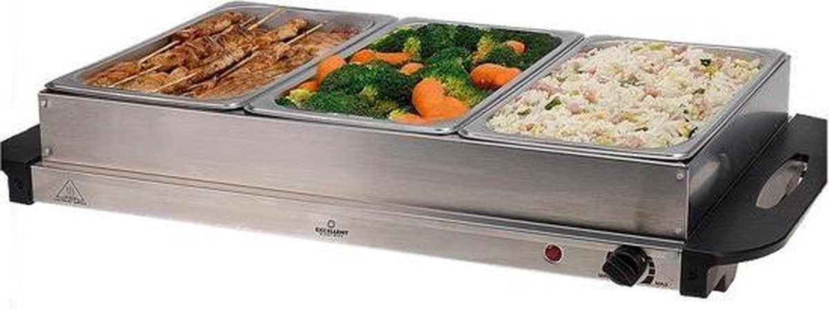 MaxxHome Buffetverwarmer - warmhoudplaat  - Compacte Buffetserver 3 x 1