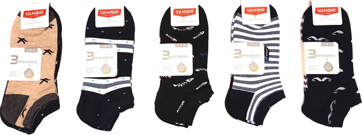 katoenen fantasie sneaker sokken mega multipack 15 paar maat 40-46