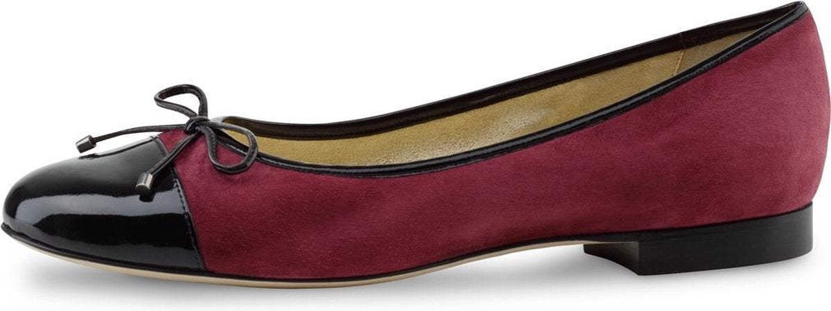 Ballerina's Bordeaux Rood met Zwart – Dames Instappers – Gewatteerd Voetbed – Werner Kern Mori – Maat 38