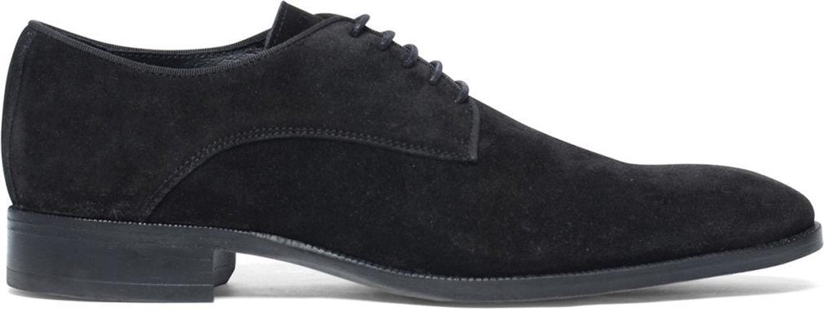 Manfield - Heren - Zwarte suède veterschoenen - Maat 44
