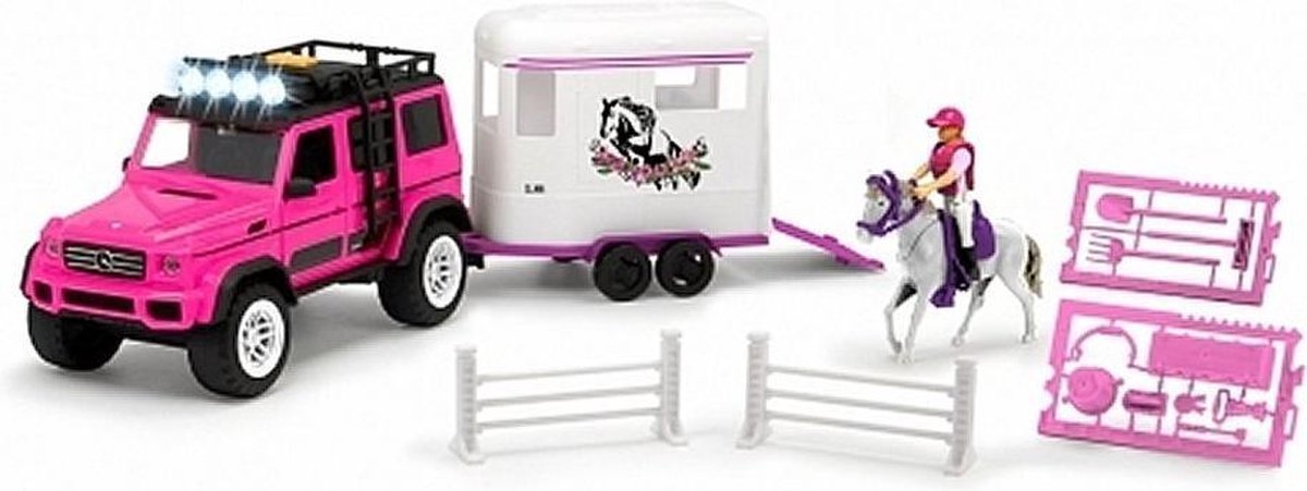 Jeep met Paardentrailer + Licht en Geluid + Paard en Ruiter