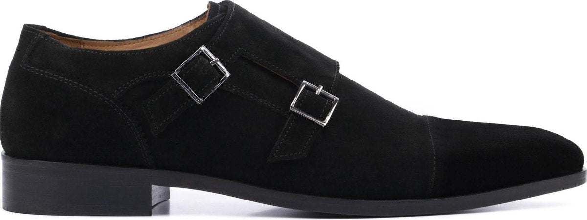 Giuseppe Maurizio Mannen Suède Gespschoenen / Herenschoenen / Instapper S20225 - Zwart - Maat  43