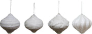 4 witte glitter decoratiehangers