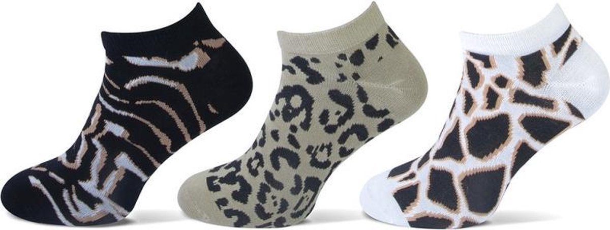 Dames Animal Sneakersokken - 3 Paar - Maat 36-42
