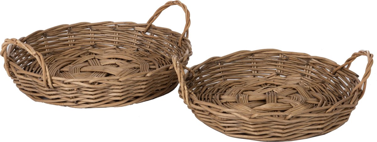 J-Line Set Van 2 Plateau Rond Wilg Naturel