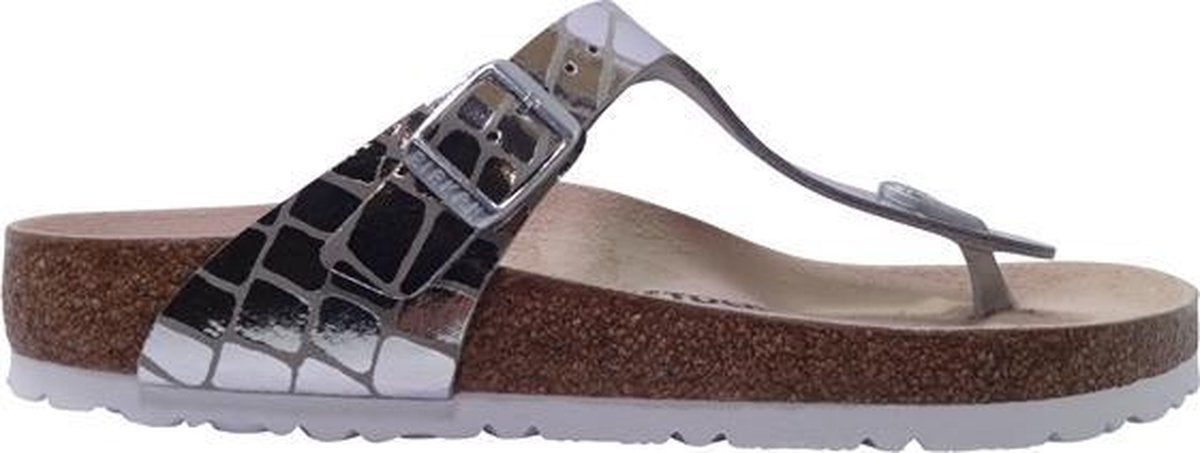 Birkenstock Teenslipper Gizeh 1016240 Zilver Kroko Breed