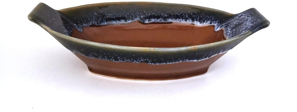 Schaaltjes - Serveerschaaltjes - Tapasschaaltjes ovaal - Snackschaaltjes Keramiek - Bruin Blauw  (2 stuks)