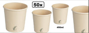 50x Soepkom Bamboepapier 450ml naturel - Soep salade beker festival warme dranken maaltijd carnaval