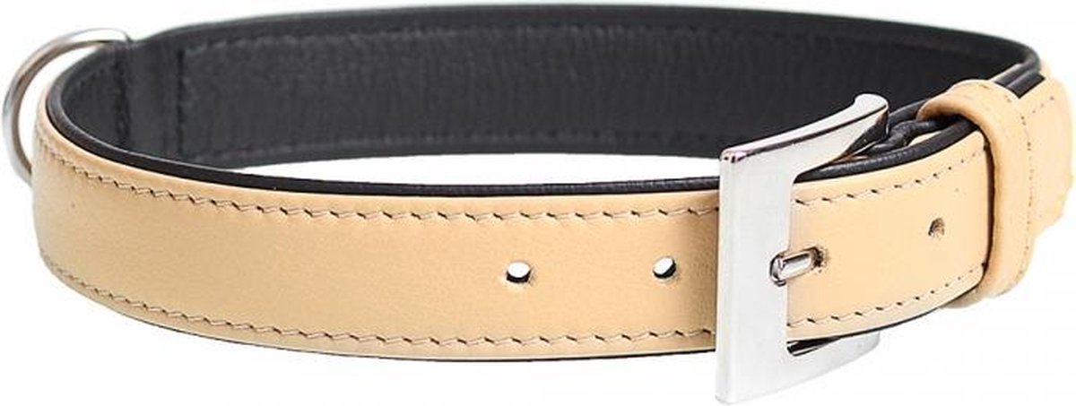 Duvo+ Popular leder halsband Beige 38-46cm/24mm