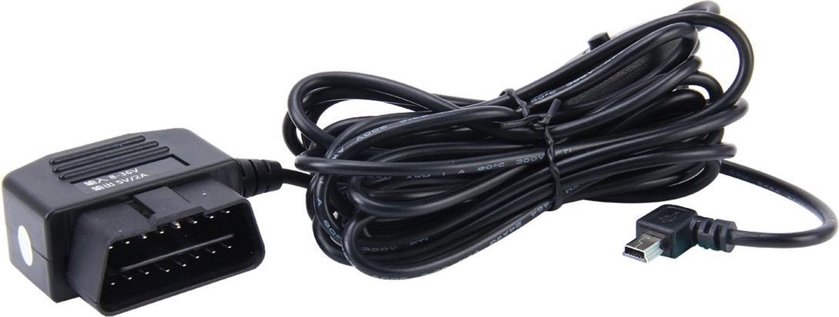 Auto Auto 16Pin OBDII Oplaadkabel Mini 5-pins USB-stroomadapter met schakelknop voor GPS-tablet E-dog telefoon