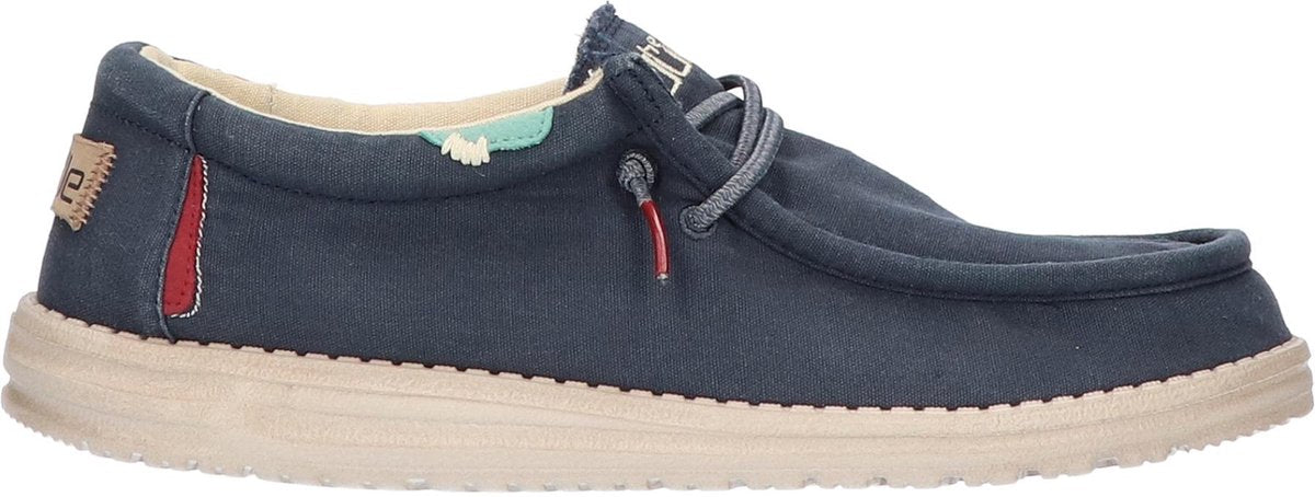 HEYDUDE Wally Washed Heren Instapper Blue Space maat 44