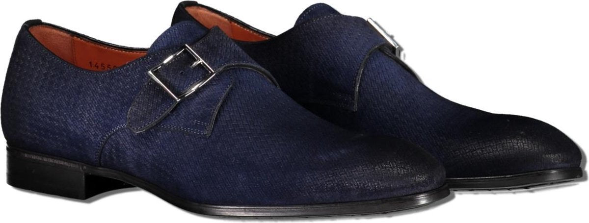 Santoni GespSchoen Blauw  - Maat 43 - Heren - Herfst/Winter Collectie - Suède