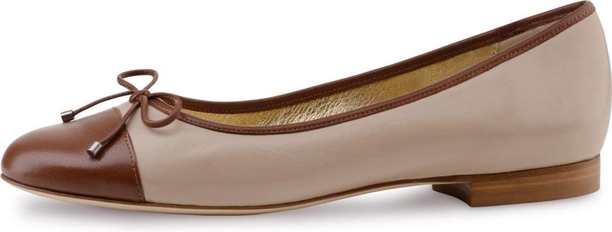 Klassieke Ballerina's voor Dames – Preppy Schoenen – Instappers – Beige en Bruin Nappaleer – Werner Kern Beth – Maat 37