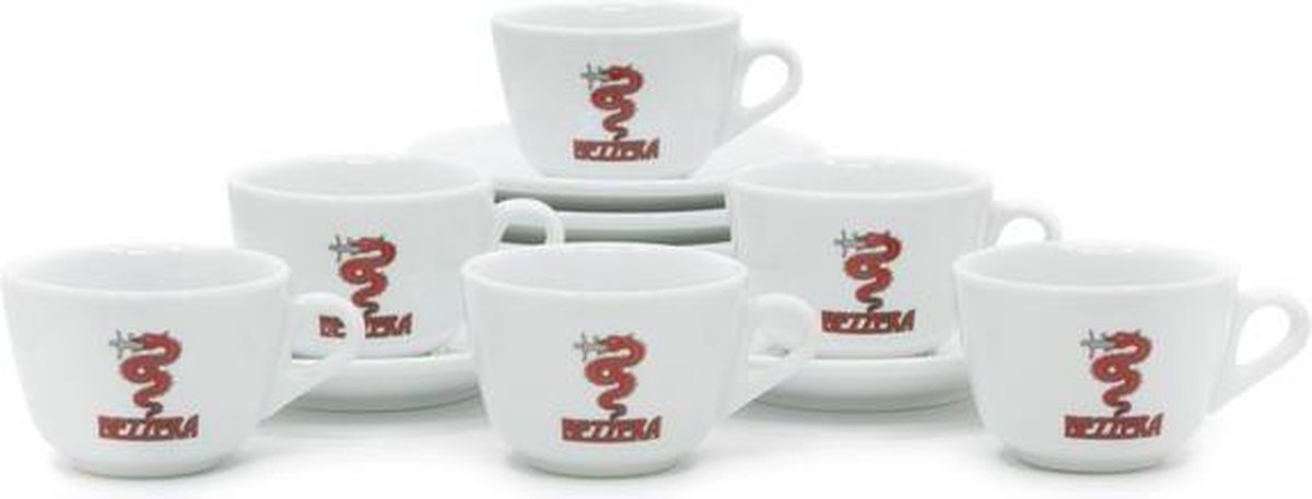 Bezzera Cappuccino Kopjes met Schotel - Set van 6 stuks - 145 ml