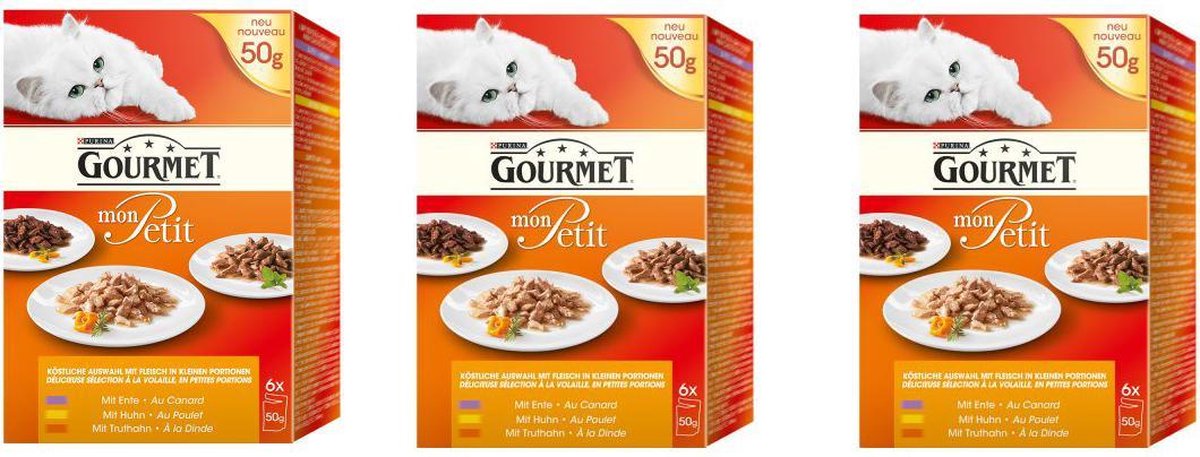 Gourmet mon petit saus gevogelte 6x 50g voor katten (verpakt per 3 dozen) - 18 pakjes