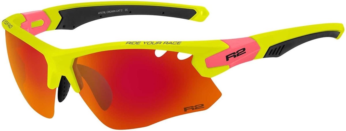 R2 Crown Fietsbril Sport Zonnebril Geel