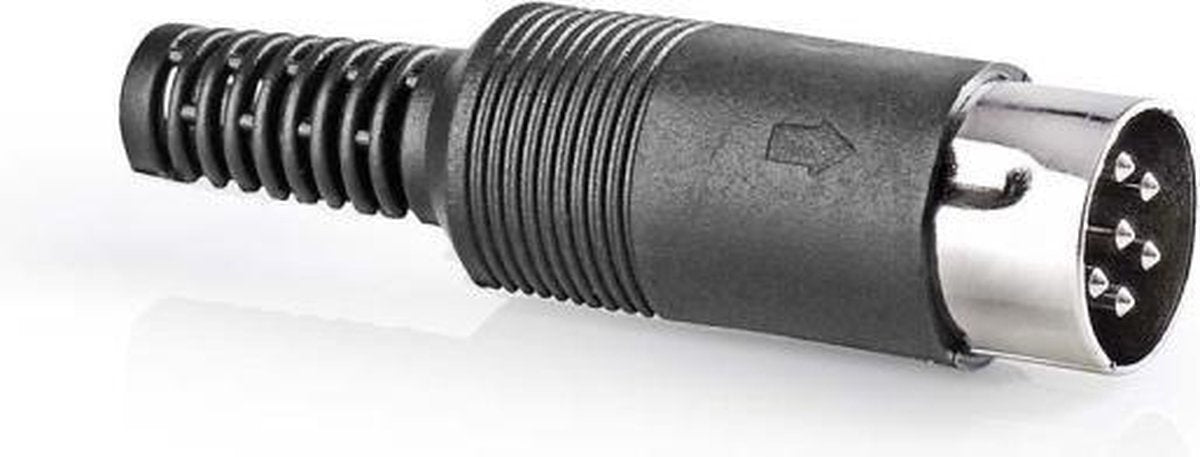 Soldeerbare 8-pin DIN Connector (m) - 270° - Met Grommet - Zwart
