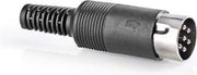 Soldeerbare 8-pin DIN Connector (m) - 270° - Met Grommet - Zwart