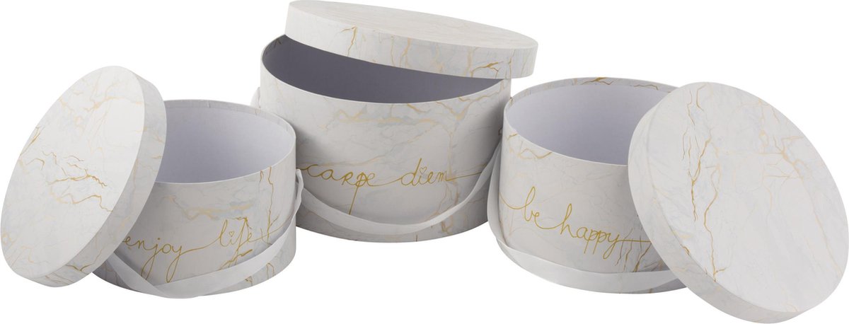J-Line Set Van 3 Dozen Marmer Laag Enjoy Wit/Goud