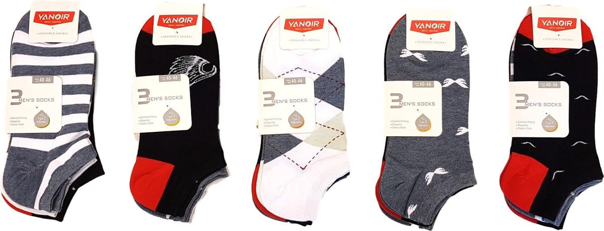 katoenen fantasie sneaker sokken mega multipack 15 paar maat 40-46