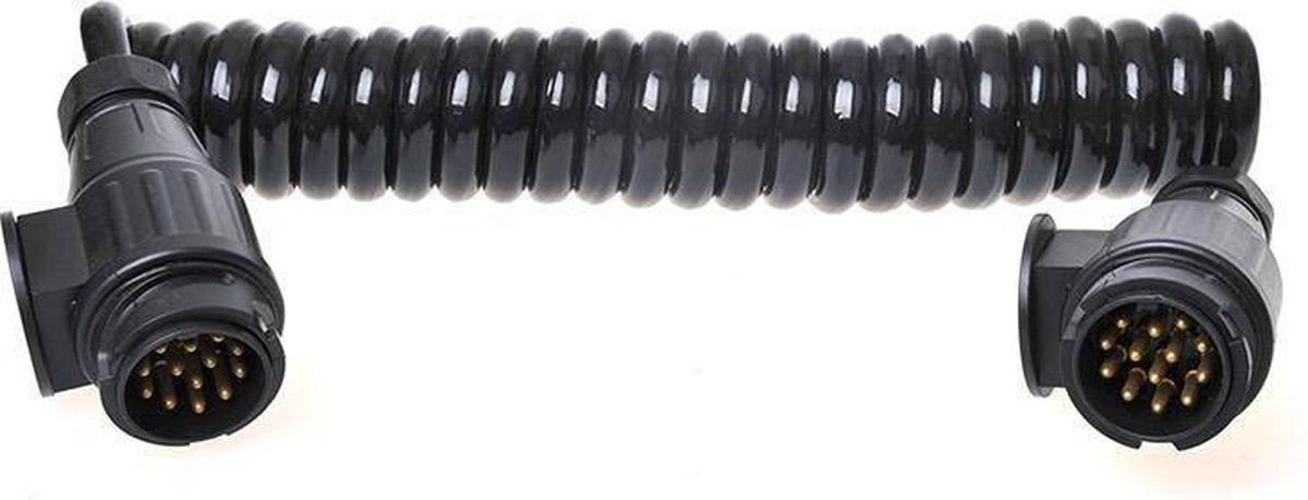 Premium verloop spiraalkabel 13 aderig met 2x 13-polige stekker - 90 tot 250 cm