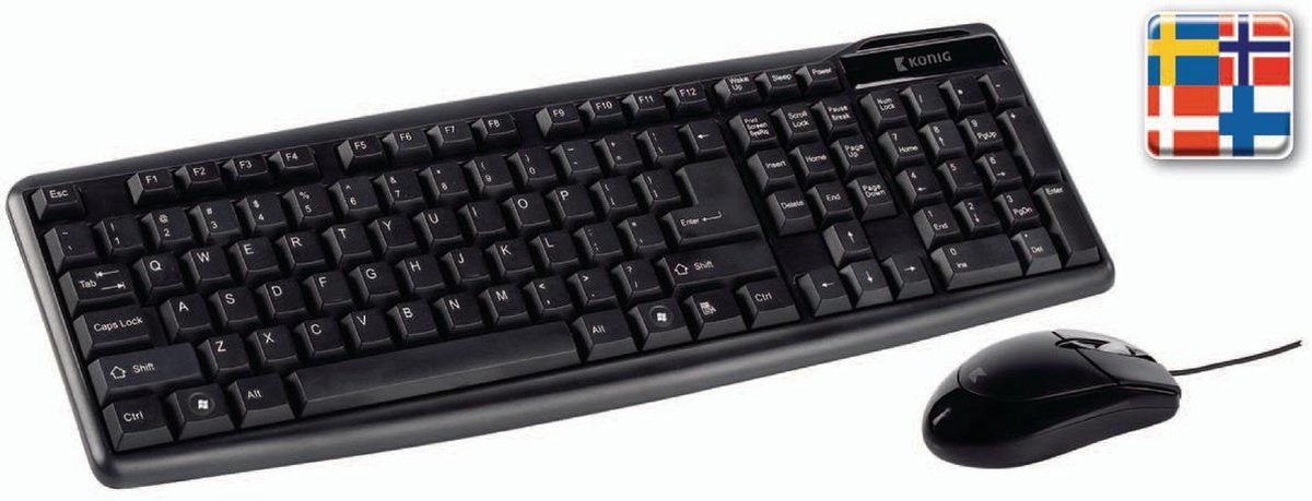 König CSKMCU100ND toetsenbord USB QWERTY Pan Nordic Zwart