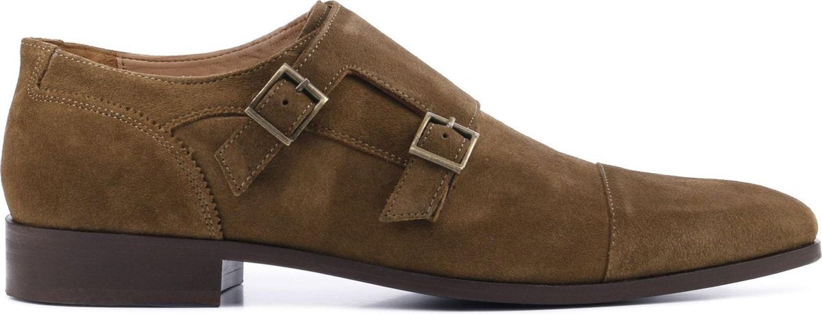 Giuseppe Maurizio Mannen Suède Gespschoenen / Herenschoenen / Instapper S20225 - Camel - Maat  39