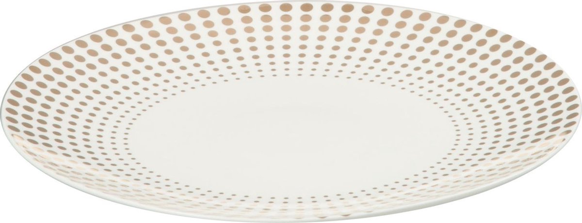 J-Line Bord Bol Keramiek Wit/Goud