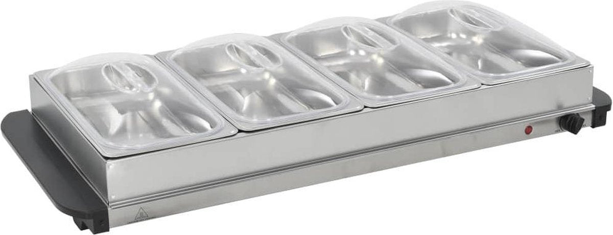 vidaXL Buffetwarmer 400 W 4x2.5 L roestvrij staal