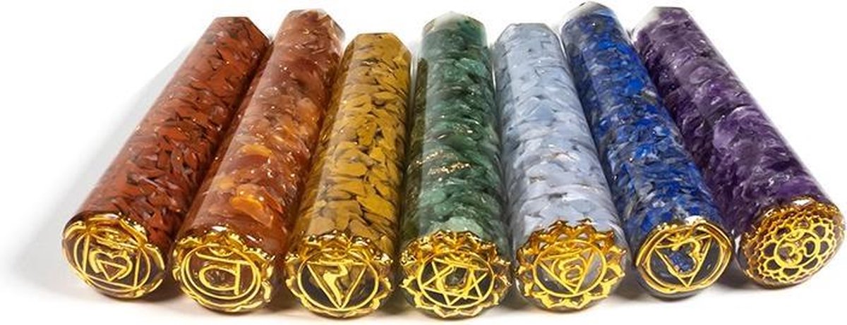 Set van 7 Orgoniet Chakra Massagestaven