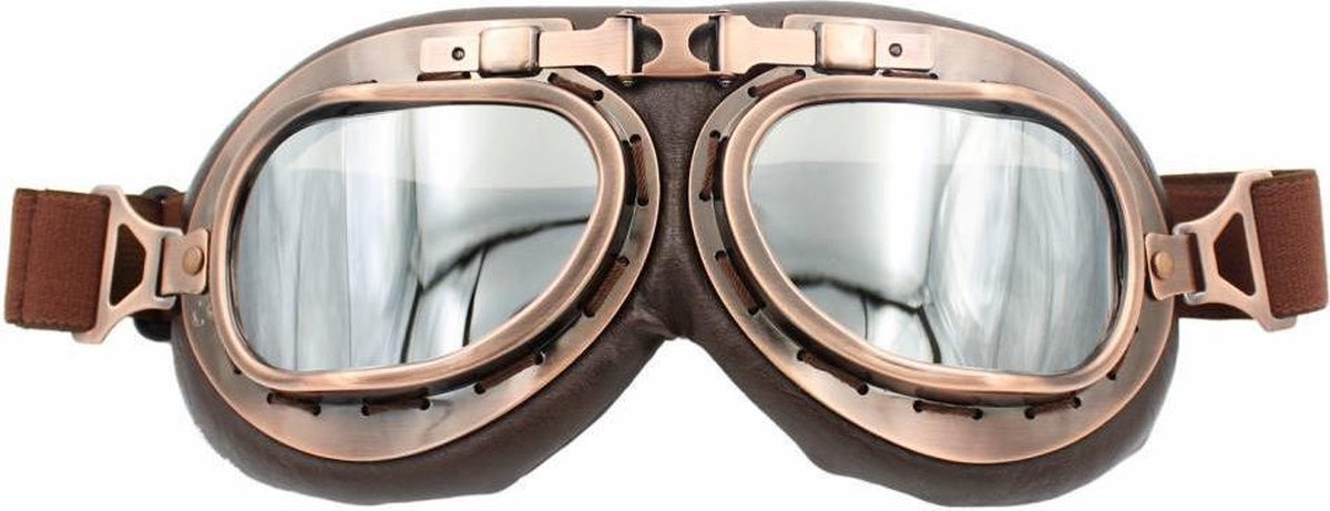 CRG vintage motorbril - zilver reflectie