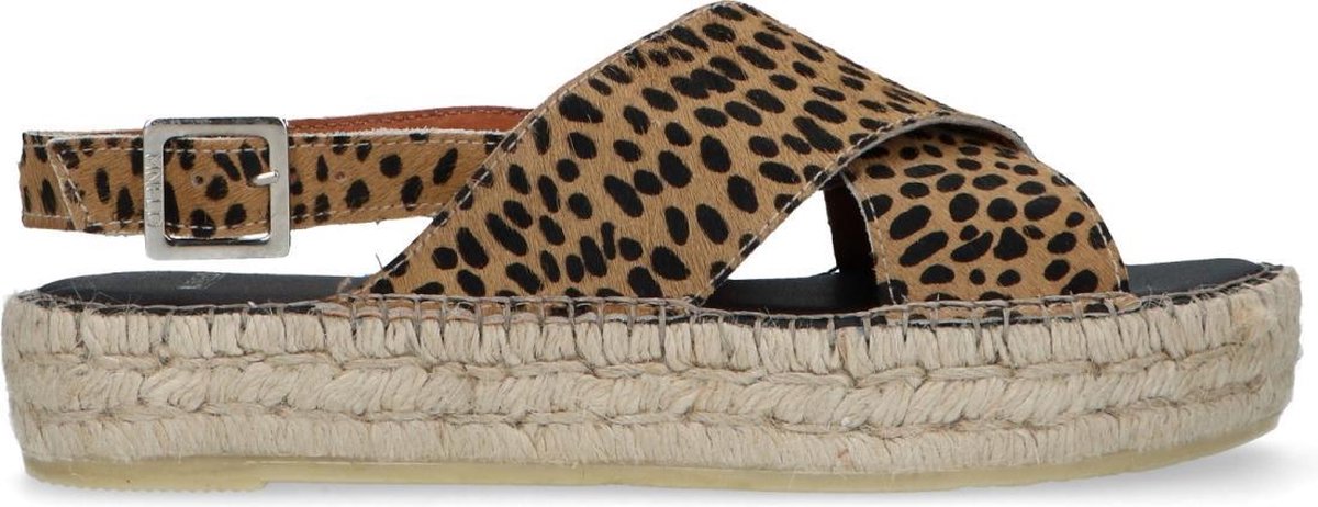 Manfield - Dames - Beige espadrilles met cheetahprint - Maat 39
