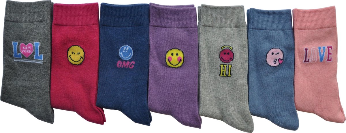 SMILEY GIRL SOKKEN LOL - 7 paar kousen - geschenkset  - 27/30