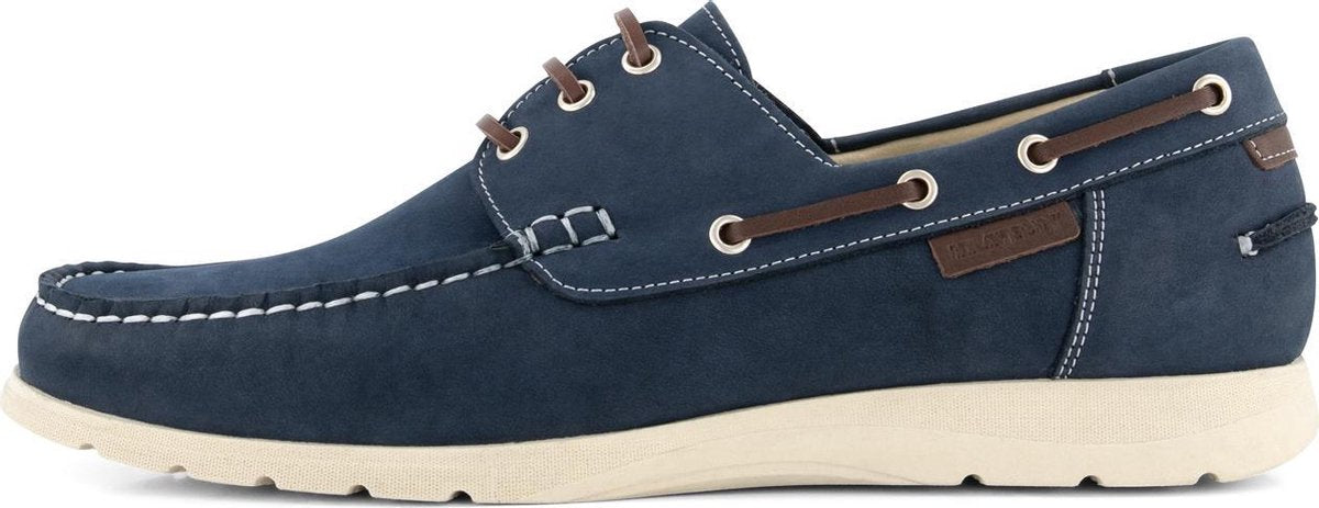 Travelin Seaport - Heren Instappers - Leren Moccasins met veter - Blauw - Maat 41