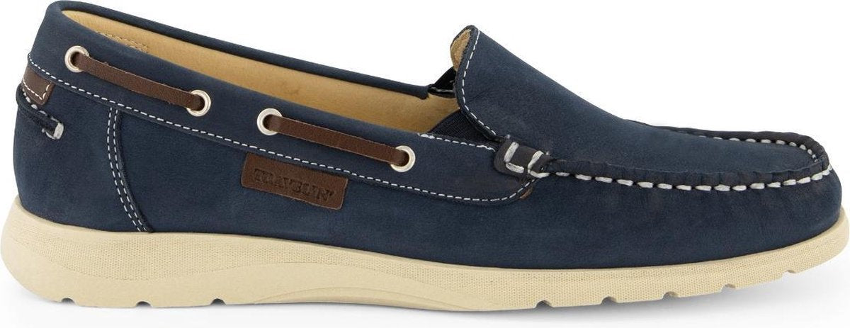 Travelin Seatown - Dames Instappers - Leren Moccasins - Blauw - Maat 41