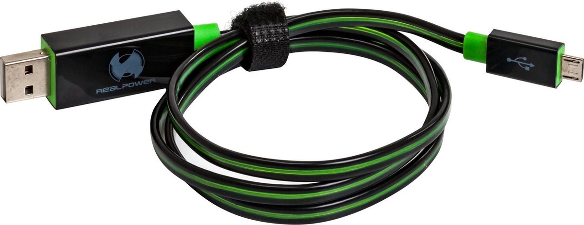 RealPower - LED Floating Kabel micro-USB - Groen