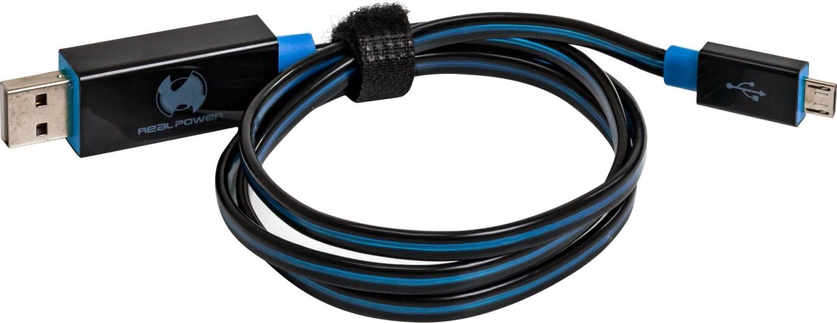 RealPower - LED Floating Kabel micro-USB - Blauw