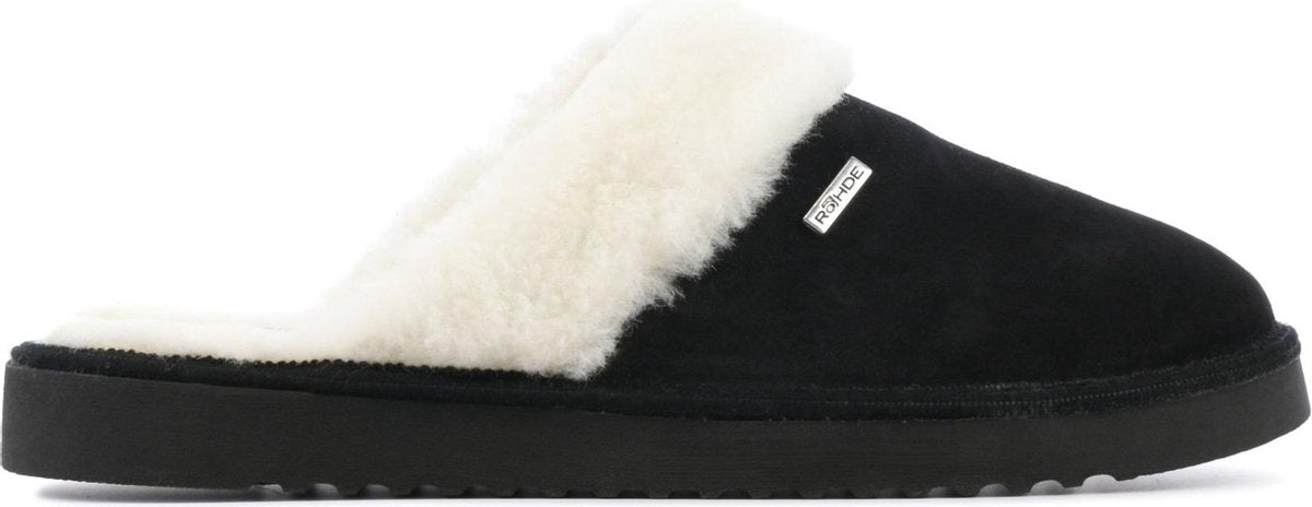 Rohde Vrouwen Suède Pantoffels / Damesschoenen Harde zool Sloffen - 6770 - Zwart - Maat 37