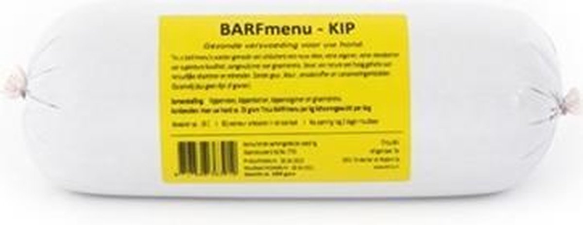 Barfmenu kip hondenvoer - 1000 gr - 10 stuks