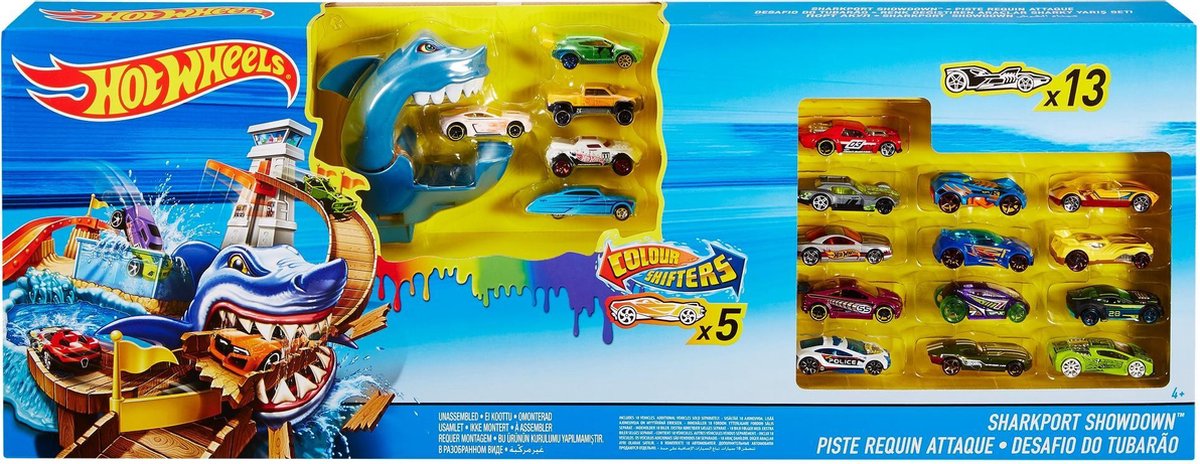 Hot Wheels Sharkport Showdown Inclusief 18 Auto's - Racebaan