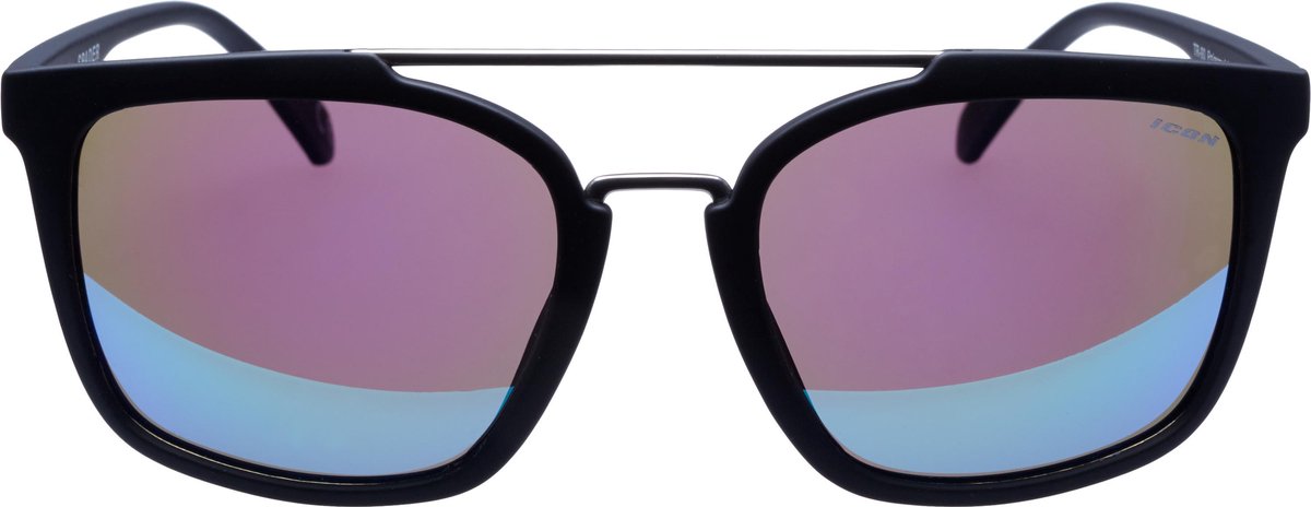 ICON Sport Zonnebril SPADER - Zwart montuur met rubber finish - Blauw spiegelende glazen - GEPOLARISEERD