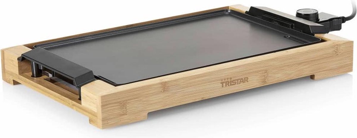 Tristar BP-2786 Bakplaat – Stijlvolle bamboe behuizing – Bakoppervlakte: 37 x 25 cm
